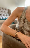 Xandra Double-Wrap Bronze Leather & Rose Gold Bracelet
