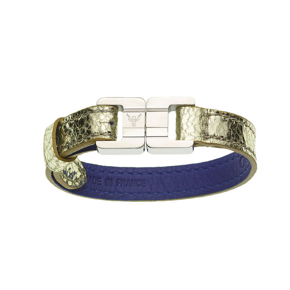 Candice Metallic Lime & Steel Thin Leather Bracelet IN STOCK