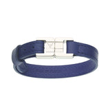 Candice O&S Blue & Steel Thin Leather Bracelet