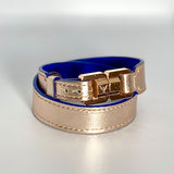 Xandra Double-Wrap Rose & Rose Gold Leather Bracelet