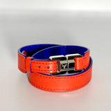Xandra Double-Wrap Vermillon & Steel Leather Bracelet
