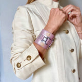 Lucie Monin X Owen&Savary:     Salomé Rose Graphics Leather Wide Cuff IN STOCK