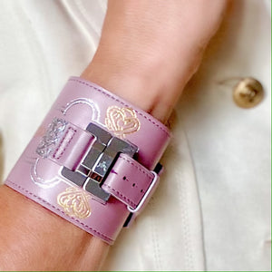 Lucie Monin X Owen&Savary:     Salomé Rose Graphics Leather Wide Cuff IN STOCK