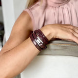 Cassandre Burgundy Leather & Steel Bracelet & Belt IN STOCK