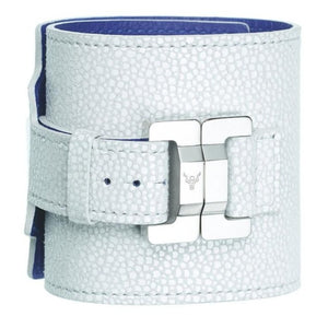 Salomé Snow White Leather & Steel Wide Cuff
