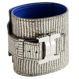 Salomé Silver Sparkle Leather & Steel Wide Cuff